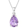 925 Sterling Silver Amethyst Necklace - Amethyst Teardrop Necklace -