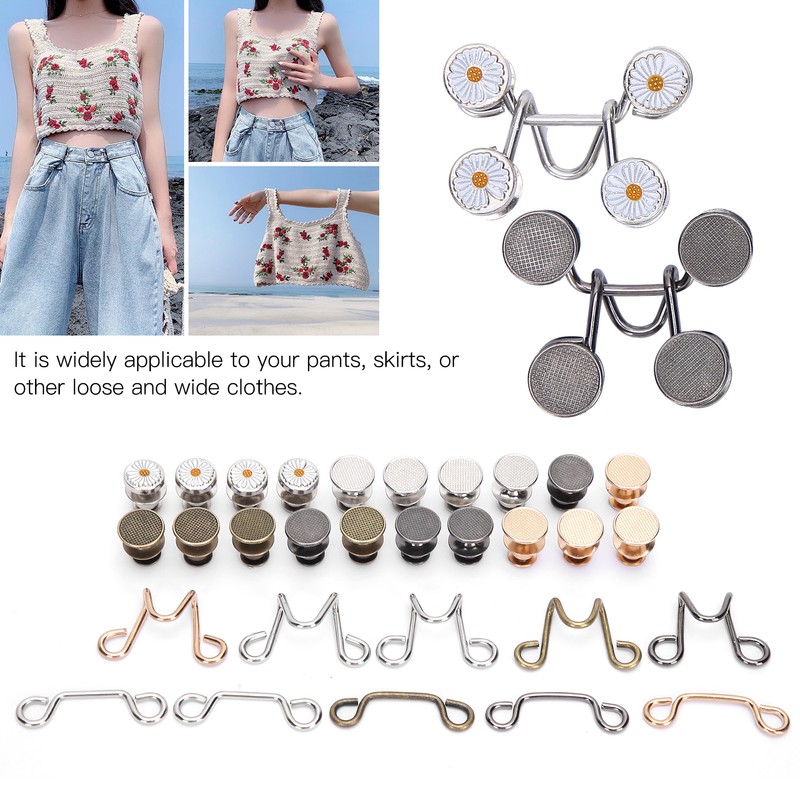 Adjustable Waist Buckle Extender Set Jean Waist Extender Button Replacement