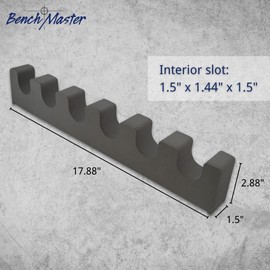 BenchMaster Rifle Rack, Shotgun Safe Storage, 6 Gun Barrel Rest, Secure Gun Holder Organizer, Kydex and High-Density Foam, No Metal, Lightweight, Sturdy, No Flex, Made in USA, Black, (BMWRBR6)