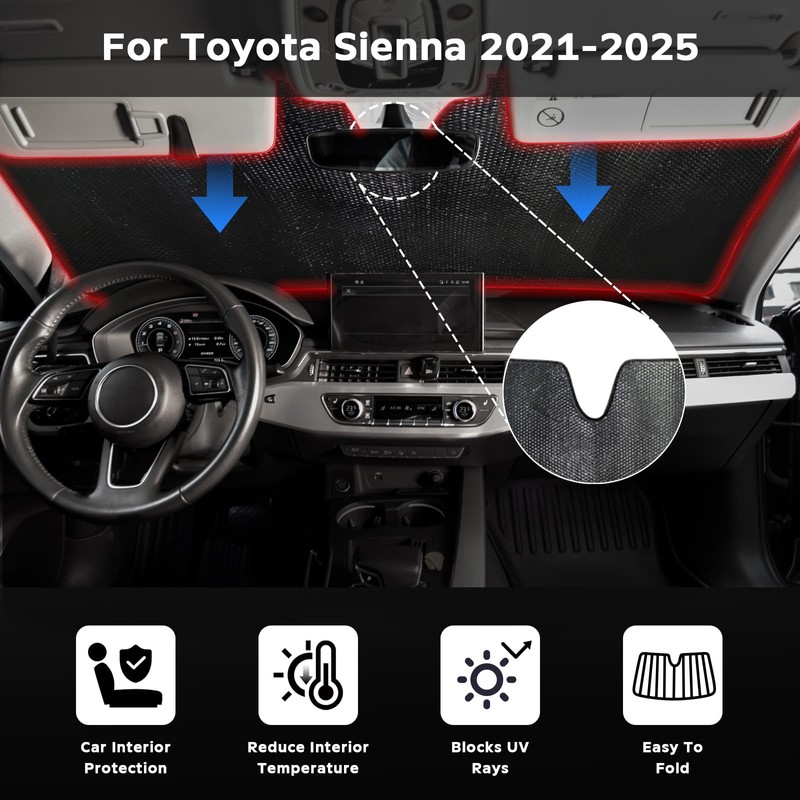 ZOIBV Windshield Sun Shade for 2021-2025 Toyota Sienna L LE