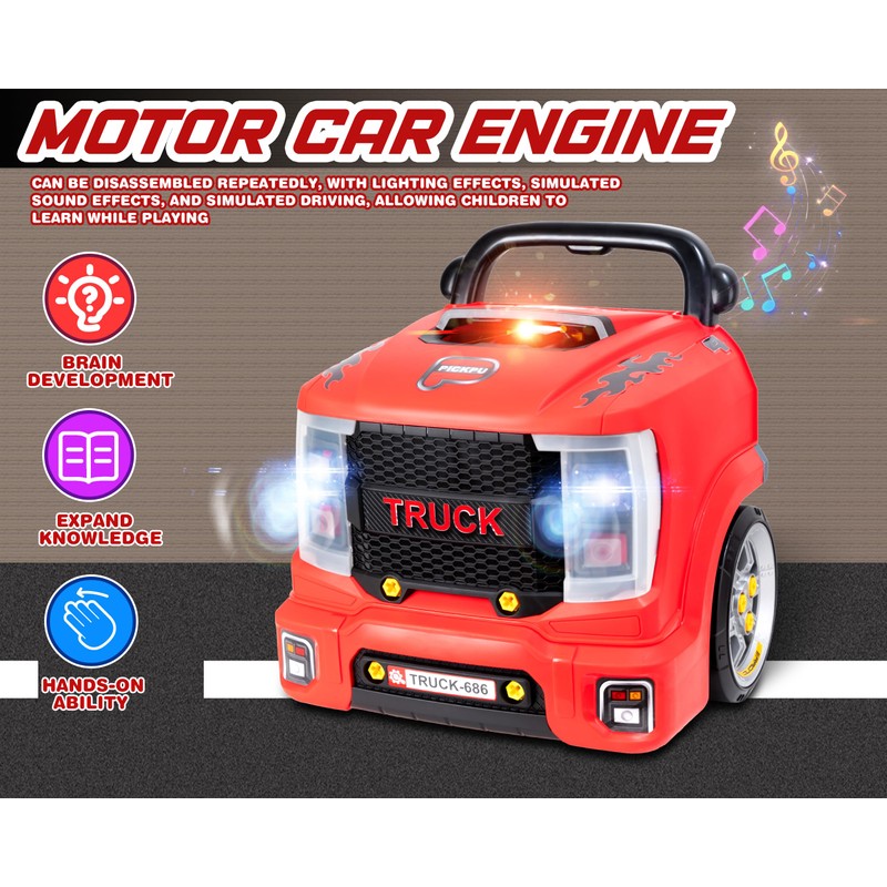 Interactive Truck Engine Toy-Removable Parts Lights&Sounds,Age 3-5