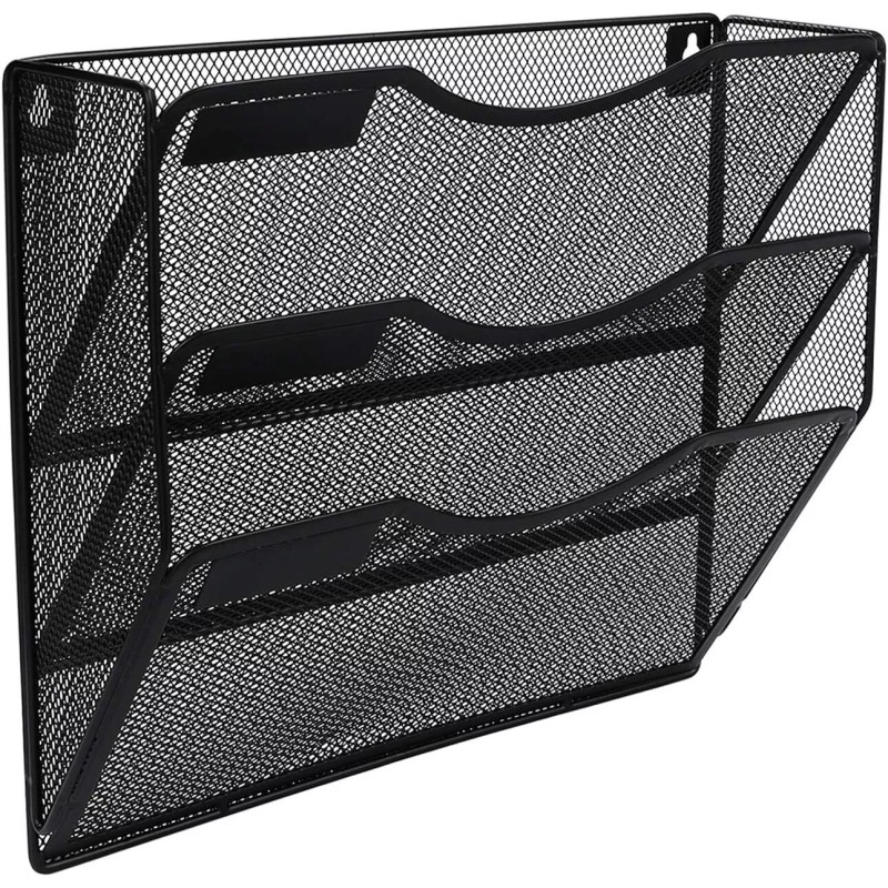 EasyPAG 3 Tier Black Mesh Wall File Organizer Durable Metal