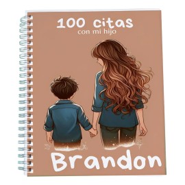 Cuaderno 100 Citas Con Hijo / Libro Citas / Citas Hijo Año 2025 Portada Terracota 100 Citas Hijo