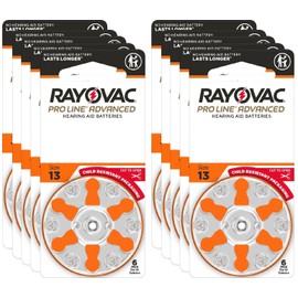 Rayovac Proline Advanced Hearing Aid Batteries | Size 13 | World's Longest Lasting Battery | Child-Resistant Packaging (60)