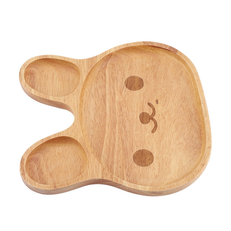 Wooden Plate Child Dessert Snacks Serving Tray Adorable Rabbit Wood