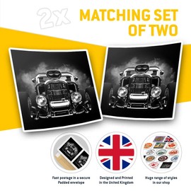 2 x 7.5cm Square Vinyl Stickers - American Hot Rod Front View Car Decals 37477