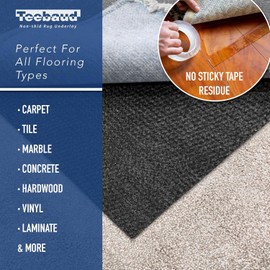 Teebaud 4' Round Non-Slip Rug Pad, Reversible Gripper, Non Skid Pads for Hardwood, Vinyl, Tile, Laminate Floors, Keep Area Rugs Secure, Natural Materials Safe for Indoor Flooring, ¼” Thick