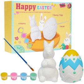 KreativeKraft DIY Easter Eggs Kids Paint Art Supplies Paint Your Own Easter Egg Bunny Craft Kits for Kids Adults Party Family Activity Decorations (Bunny & Egg 2 Pack)