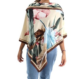 La Fiorentina Womens Classic Watercolor Print Poncho, Brown, ONE Size