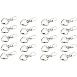 20 Pcs Silver Heart Shape Zipper Pull Detachable Cute Creative Zippers Replacement Repair Kits for Coats Jackets Pants Luggage Sewing Notions Supplies
