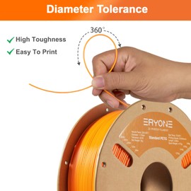 ERYONE PETG Filament for 3D Printer, 1.75mm +/-0.03mm, 1kg(2.2LBS)/Spool, Orange