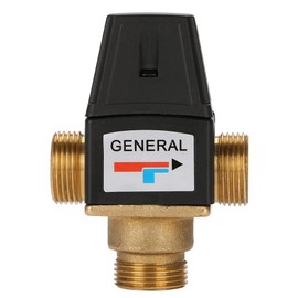 Yunxwd 3-Way Thermostat Mixing Valve, DN20 Male Thread Brass Thermostatic Mixing Valve for Shower System Water Temperature Control Pipe Basin Thermostat Control