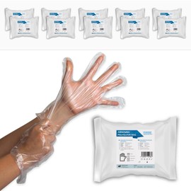 1000 ARNOMED Women's Disposable Polyethylene Gloves (10 Bags of 100 Pieces), Disposable Gloves, Household Gloves for Food, Transparent, Protective Gloves for Hair Dyeing, Diesel Gloves