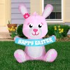 Gemmy 3.5ft Gemmy Airblown Inflatable PINK Easer Bunny Holding "Happy