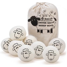 KNJOMZIE 8er Set Trocknerbälle aus 100% reiner Schafwolle, Wiederverwendbar, mit Aufbewahrungstasche, Umweltfreundlich und Energiesparend, Natürlicher Weichspüler für Weiche Wäsche