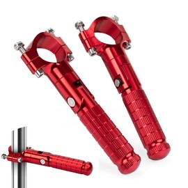 XINGWU Foldable Motorcycle Highway Foot Pegs Universal for 1-1/4" 32mm Engine Guard Crash Bars CNC Aluminum Anti-Skid Footpeg for Harley Touring Road King Street Glide Electra Glide Road Glide(Red)