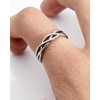 Desnuage Silver Cutout Adjustable Ring with Twisted Heart Knot Minimalist