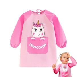 ROSEMO Painting Apron Toddlers Waterproof Children's Painting Coat Unicorn Painting Apron with Sleeves Craft Apron Children for Primary School Art Painting Cooking Food Laboratory Activity 3-8 Years