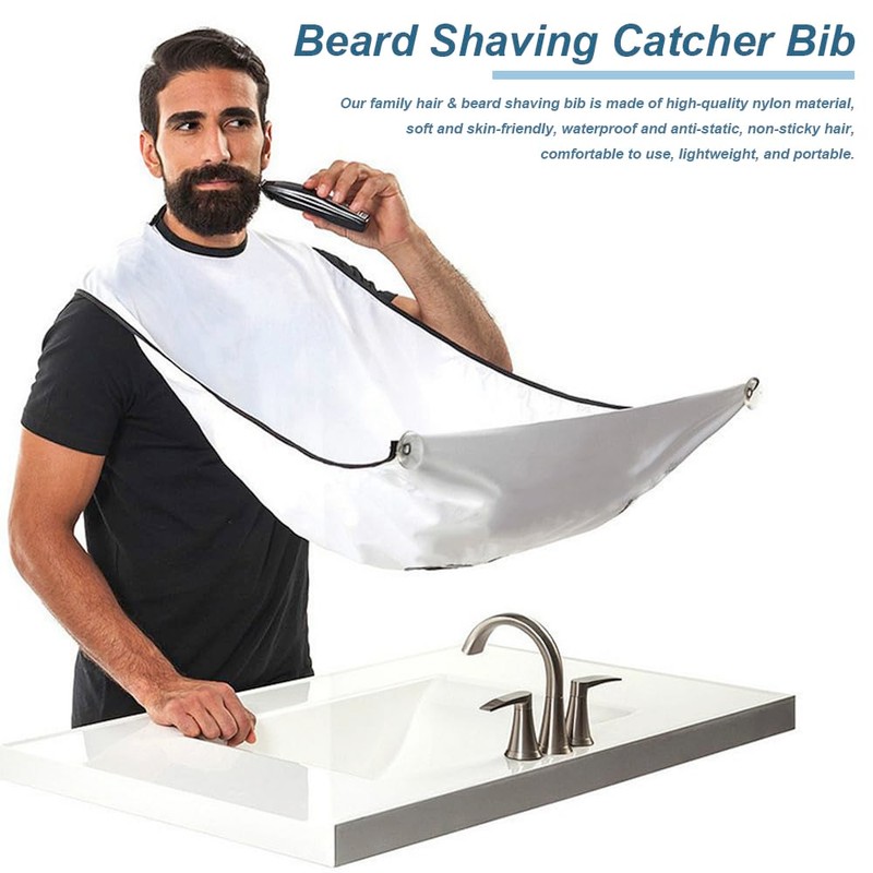 Beard Shaving Catcher Bib with Two Hooks Family's Beard Apron