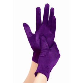 EORUBE 1920s Gloves for Women Wrist Length Short Satin Gloves Party Costume Gloves, Purple