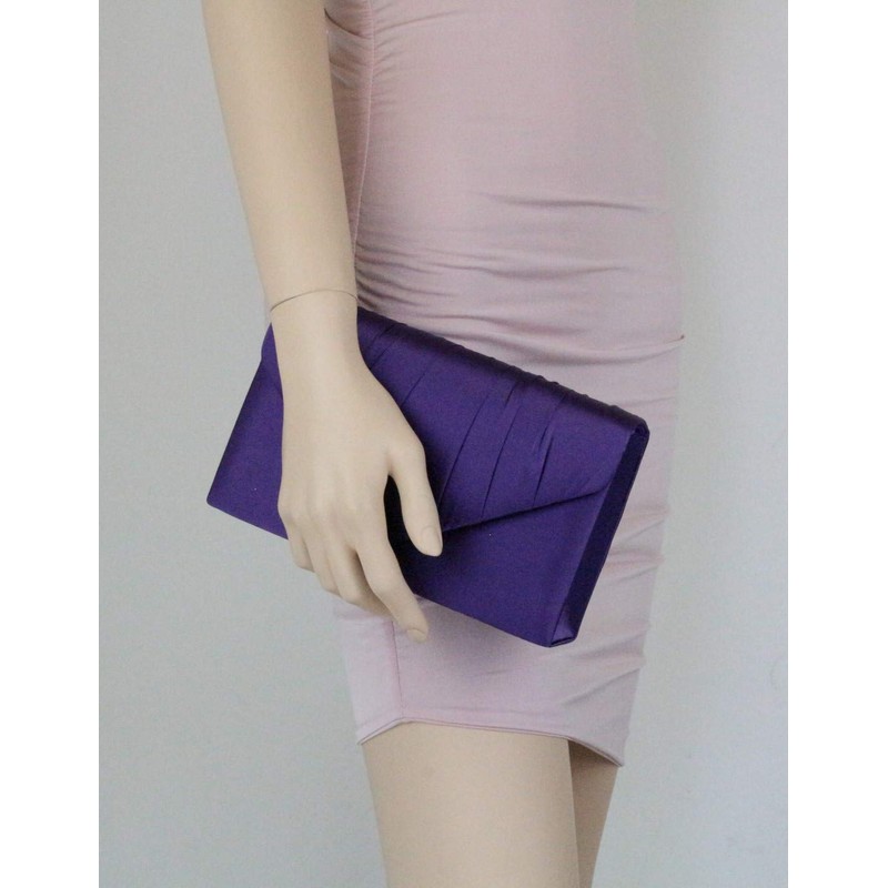 Girly Handbags Womens Satin Pleated Clutch Bag (Denim)