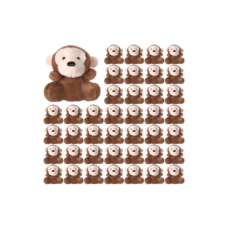 Shappy 50 Pcs Mini Plush Monkey Keychains - Cute Stuffed