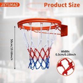 JIEYUMAO 4Pcs Basketball Nets, 2 Colors Heavy Duty Basketball Net Replacement, Red White Blue Nylon Basketball Nets Basketball Hoop Net Outdoor Basketball Net for Home School Park Gym