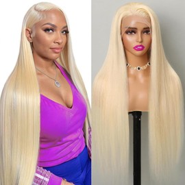 Blonde Human Hair Wig 180% Density 13x4 Transparent Lace Front Wigs for Women Human Hair Pre Plucked Hairline with Baby Hair 18 Inch 613 Human Hair Wig
