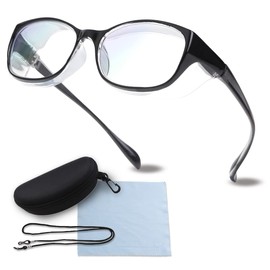 Lapset Protective Glasses (Supervised by Active Nurses) Anti-Fog Splash Infection Prevention Eye Guard Medical Welfare Facilities Work Strap Included, Stylish, 4 Colors, Black