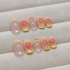 Short Press on Nails Almond Flower Fake Nails with Designs