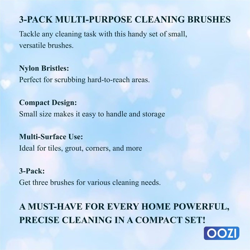Multipurpose Cleaning Brush Set, 3-Pack, for Kitchen, Bathroom, Dishes