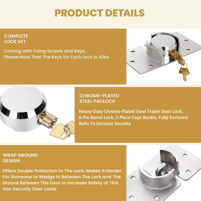 2 Pack Van Door Padlock Keyed Alike Heavy Duty Solid