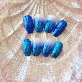 YONAIL 24pcs/set Fake Nails Glitter Press On Nails for Women and Girls Ballerina Coffin Glossy Nails Glue On Nails Acrylic Stick on Nails Medium Long Artificial Fingernails
