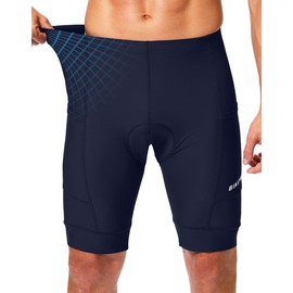 Bikewa Padded Bike Shorts for Men 4D Cycling Road Riding Biking Padding Bicycle Shorts with Phone Pockets