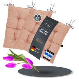 LILENO HOME Set of 2 Chair Cushions 20 Rose (40 x 40 x 6 cm) - Seat Cushions for Garden, Kitchen or Dining Room - UV-Resistant Indoor and Outdoor Chair Cushions as Chair Cushions (Linda FUM)