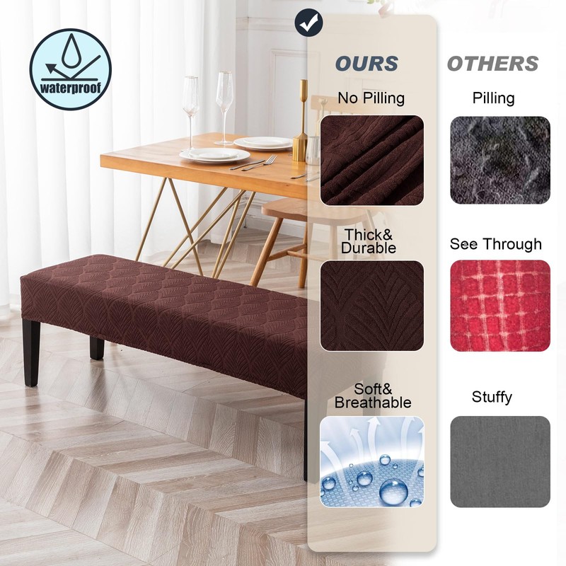 Genina Waterproof Dining Room Bench Covers, Stretch Jacquard Bench Seat