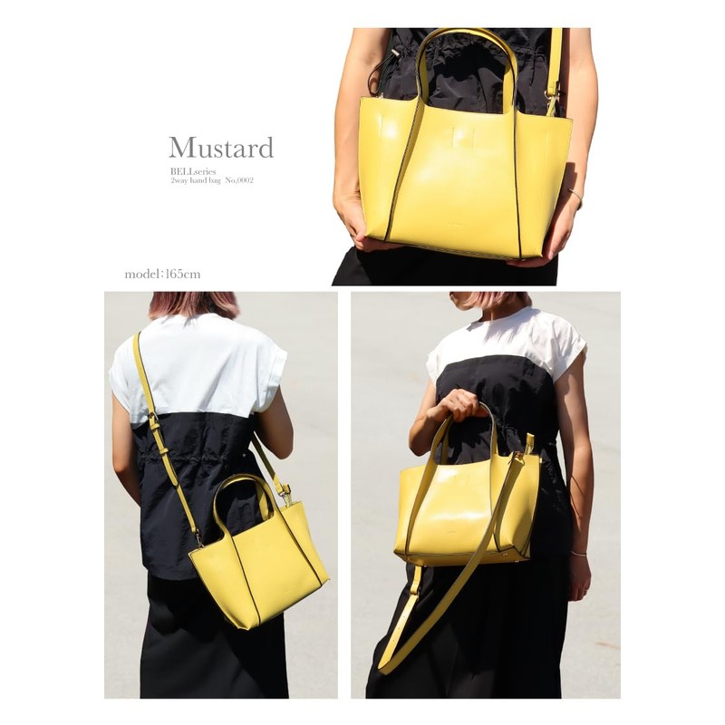 ANDSHIN A0002 Handbag, Lightweight, 2-Way Bag, yellow (mustard)