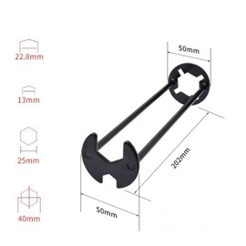 Llave de Fregadero Multifuncional Negra, Manguera de Grifo de Agua de Acero Al Carbono, Herramienta de Mantenimiento y Desmontaje de Artículos Sanitarios de Manga Hexagonal (S)