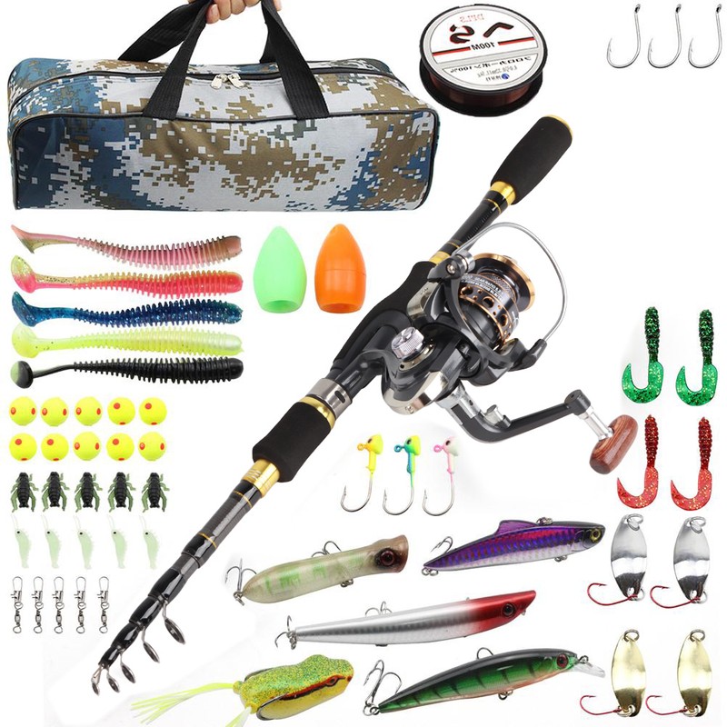 Fishing Rod Kit Carbon Fiber Telescopic 1.8m Fishing Pole and