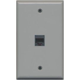 RiteAV Rj11/12 Phone Wall Plate 1 Gang Flat - Gray