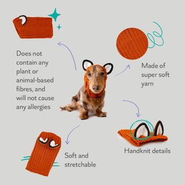 Zoo Snoods Fox Costume - Knit Dog Snood Ear Wrap for Pets, Warm Neck Cover for Halloween and Winter (Medium)