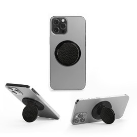 HANDL O MagSafe Black Leather Removable Phone Grip & Stand for Smartphone – for Magnetic Charging