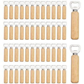 Voittozege 50 Pcs Wood Wine Bottle Opener Stainless Steel Bottle Opener Wood Handheld Cider Wine Opener Bottle Opener with Wooden Handle Heavy Duty Bartender Bottle Openers for Party Bar Restaurant