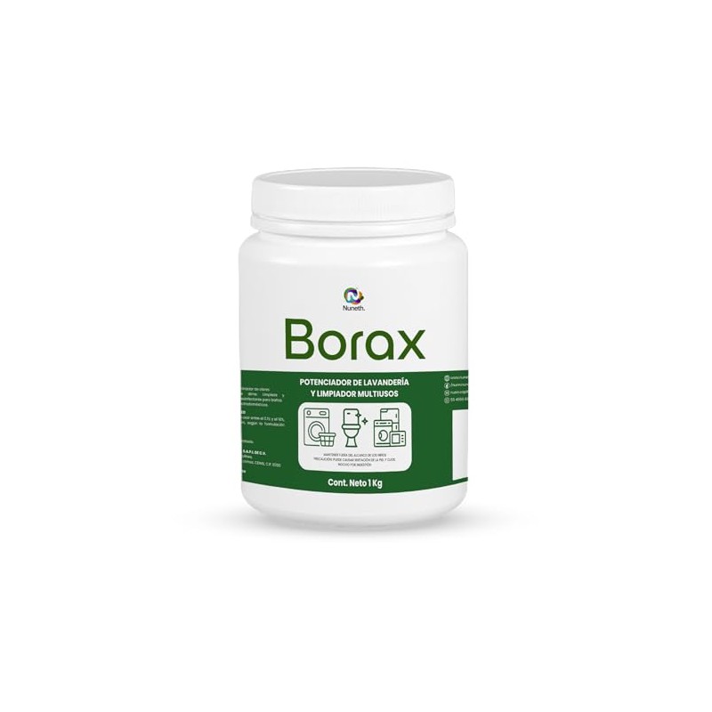 Nuneth - Borax 1Kg - Potenciador de Lavandería, Limpiador Multiusos