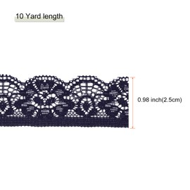 MECCANIXITY Lace Trim Vintage Crochet 0.98" x 10yards Navy Blue Lace Ribbon For DIY Scrapbooking Clothes Fabric Wedding Decoration Gift Wrap