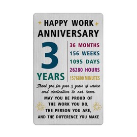 Richesele 3 Year Work Anniversary Card - Thank You 3rd Anniversary Cards Gifts - 3 Years Yr work anniversary decorations