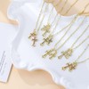 Warshion Cross Necklace Double Cross Pendant Birthstone Necklace Dainty Diamond