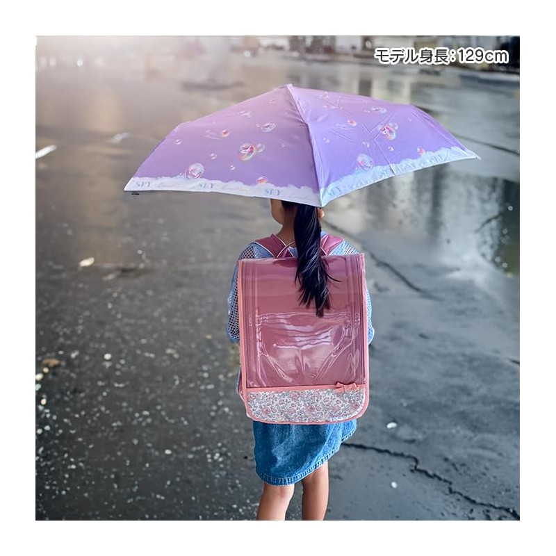 50cm Kids Folding Umbrella Carabiner Handle 1 Clear Window Folding