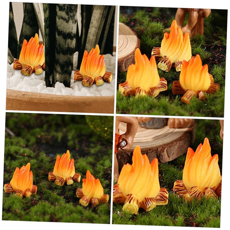 iplusmile 4sets 6pcs Micro Fire Model Miniature Bonfire Decoration for
