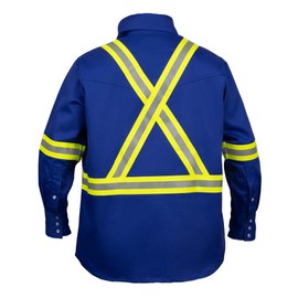 Flame Resistant High Visibility Hi Vis FR Shirt - 100% C - 7 oz (2X-Large, Royal Blue)